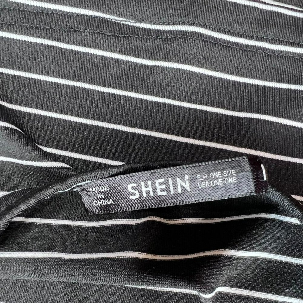 Shein Black White Stripes Halter Crop Top Tie Back Women's One Size - Picture 7 of 8